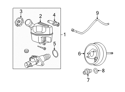 2006 Chevy HHR Power Brake Booster ASSEMBLY Diagram for 20812025