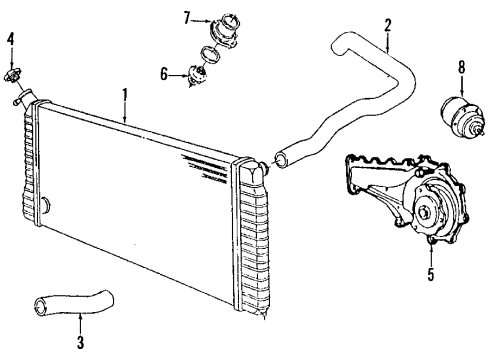 1991 Buick Reatta Radiator & Cooling Fan Diagram 3 - Thumbnail