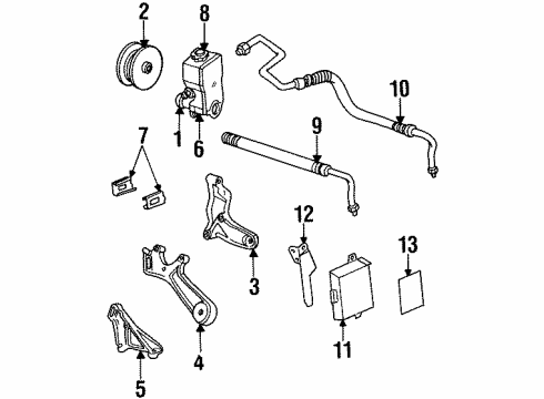 1993 Oldsmobile Achieva P/S Pump & Hoses, Steering Gear & Linkage Diagram 3 - Thumbnail