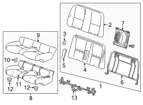 2012 Chevy Camaro Rear Seat Components Diagram