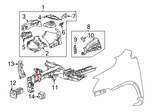 2017 Chevy Trax Rail Assembly, Front Compartment Front Lower Side Diagram for 42491583