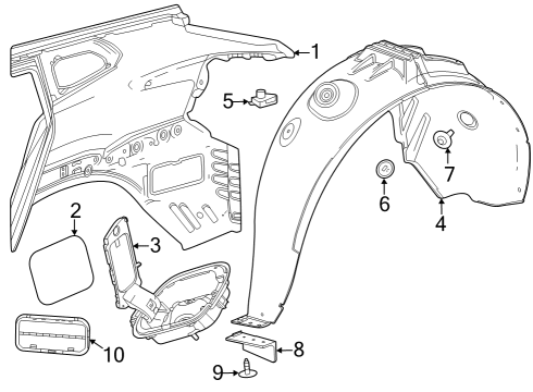 2024 Chevy Trax Quarter Panel & Components Diagram