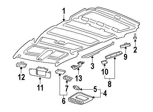 1998 Oldsmobile Silhouette Interior Trim - Roof Diagram