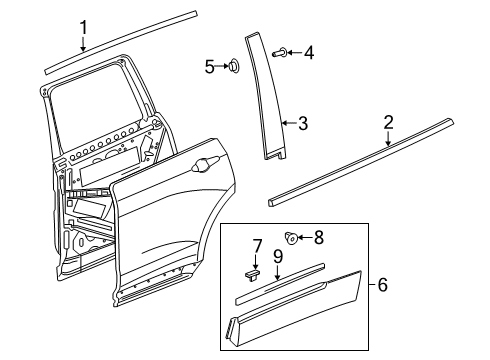 2020 Cadillac XT6 Molding Kit, Rear S/D Lwr Diagram for 84785125