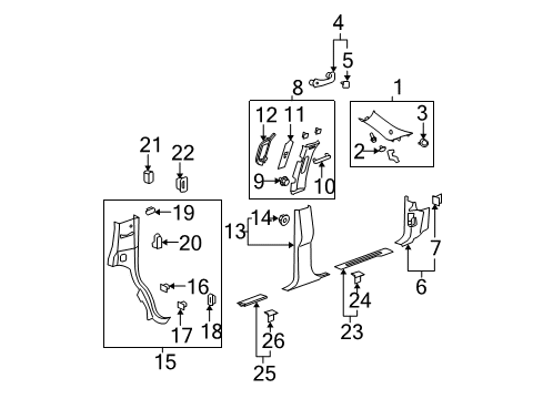 2007 Chevy Tahoe Molding Assembly, Body Lock Pillar Garnish *Cashmere Diagram for 22871310