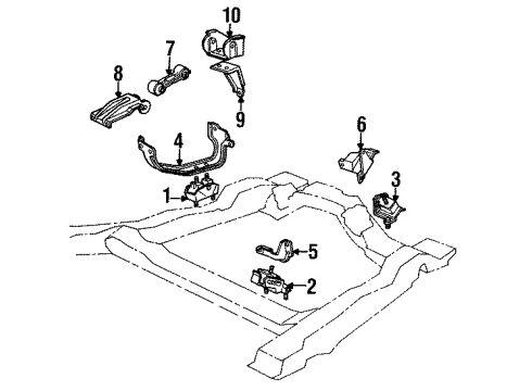 1991 Pontiac 6000 Engine & Trans Mounting Diagram 1 - Thumbnail