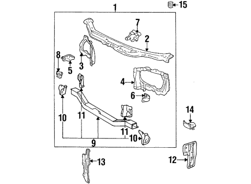 2000 Chevy Prizm Bracket,Radiator Lower Diagram for 94853846