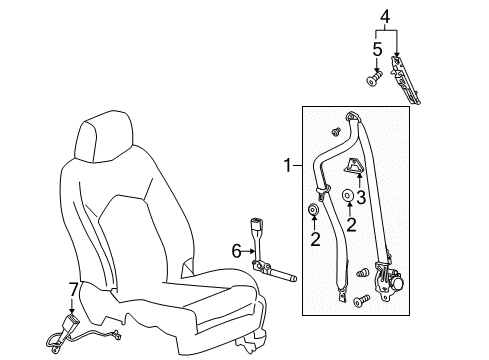 2016 Cadillac SRX Front Seat Belts Diagram