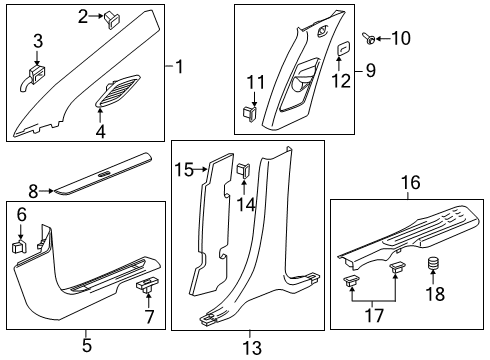 2021 Cadillac XT6 Panel Assembly, Ctr Plr Upr Tr *Black Diagram for 84959295