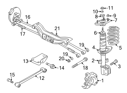 2006 Chevy Monte Carlo Rod Assembly, Rear Wheel Spindle Diagram for 20930846