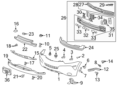 2008 Saturn Vue Front Bumper, Cover Diagram for 22949861