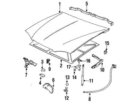 1998 Pontiac Bonneville Hood & Components Diagram