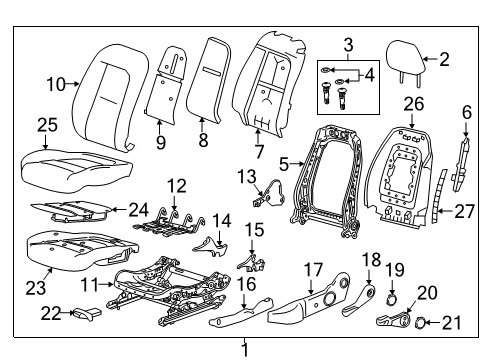 2017 Chevy Bolt EV Handle, Front Seat Adjuster *Galvanized Cl Diagram for 42438795