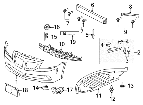 2009 Pontiac G8 Reinforcement,Front Bumper Fascia Diagram for 92159884