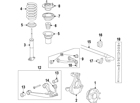 2009 Chevy Silverado 1500 Hub Assembly, Front Whl (W/ Brg & Whl Spd Sen) Diagram for 84856653