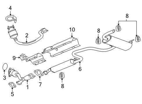 2009 Pontiac G6 Insulator Assembly, Exhaust Muffler Hanger Diagram for 25811972