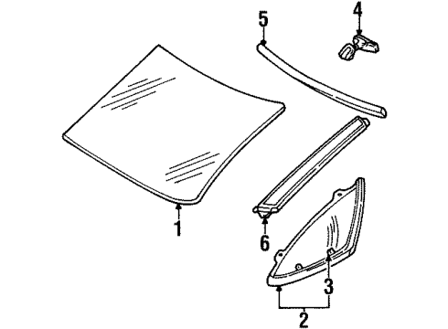 1996 Oldsmobile Silhouette Windshield Glass, Reveal Moldings Diagram