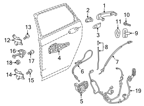 2020 Cadillac XT4 Rear Door - Lock & Hardware Diagram