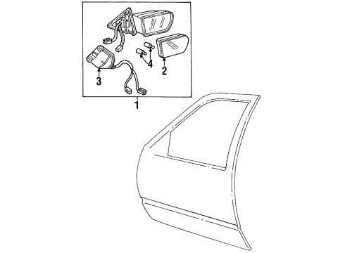 1998 Cadillac DeVille Motor Kit,Outside Rear View Mirror Diagram for 25663898