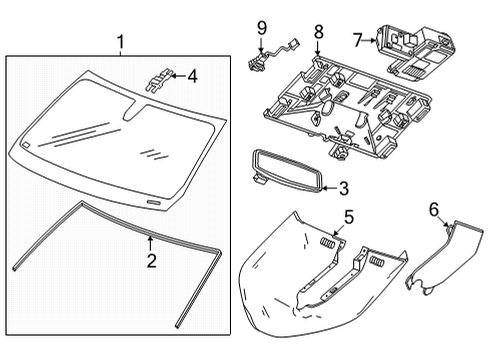 2021 Cadillac Escalade ESV Glass - Windshield Diagram