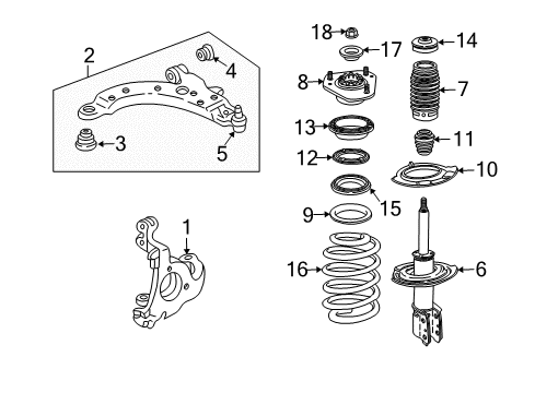 2008 Buick LaCrosse Front Suspension Components, Lower Control Arm, Stabilizer Bar Diagram