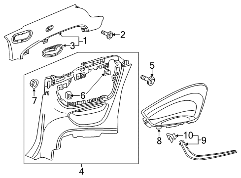 2016 Buick Cascada Interior Trim - Quarter Panels Diagram