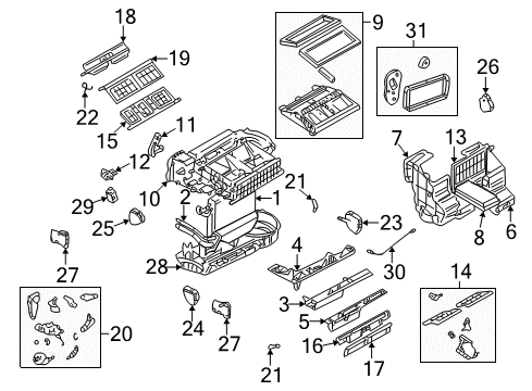 2002 Pontiac Aztek A/C Evaporator & Heater Components Diagram 1 - Thumbnail