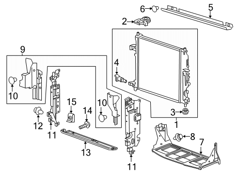 2019 Chevy Camaro Bracket, Radiator Upper Diagram for 84009866