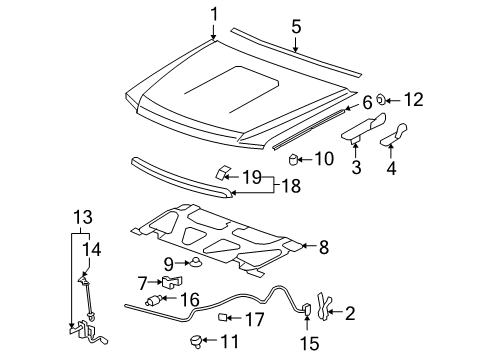 2007 GMC Sierra 1500 Hood & Components, Exterior Trim, Body Diagram 2 - Thumbnail