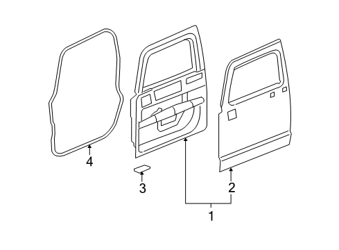 2009 Hummer H3 Front Door, Body Diagram