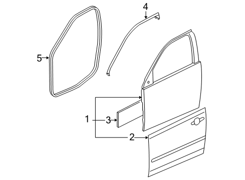 2004 Chevy Malibu Weatherstrip Assembly, Front Side Door Lh (Repair) *Gray Diagram for 15778296