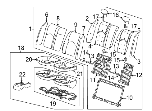 2014 Cadillac CTS Cover Assembly, Rear Seat Back Side *Blue U Diagram for 22896524