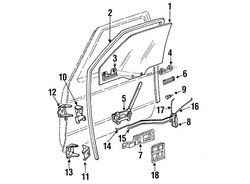 1985 GMC S15 Control Asm,Front Side Door Lock Diagram for 14063446