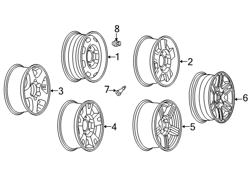 2008 GMC Canyon Wheel Rim, 15X6.5X23 Aluminum Diagram for 9594990