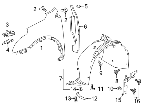 2018 Cadillac XT5 Fender & Components Diagram