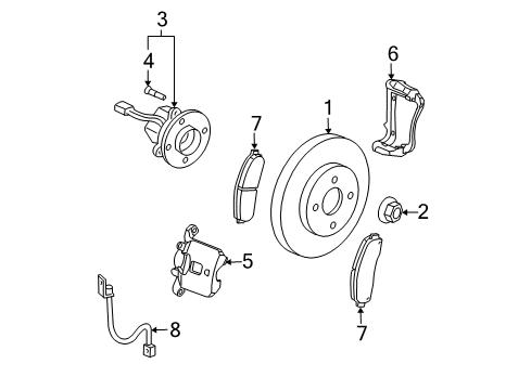 2008 Pontiac G5 Seal Kit,Front Brake Caliper Piston Diagram for 22688635