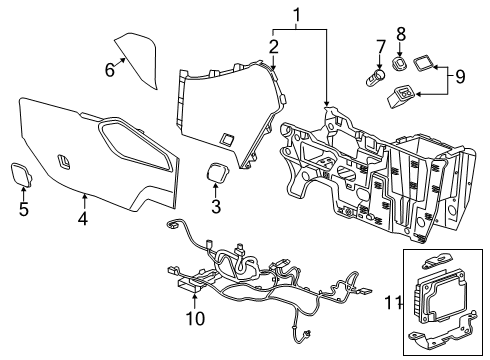 2019 Chevy Blazer Console Assembly, F/Flr Lwr *Black Diagram for 84509823