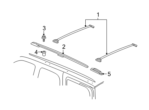 2012 GMC Yukon XL 2500 Rail Assembly, Luggage Carrier Side *Black Diagram for 15224021