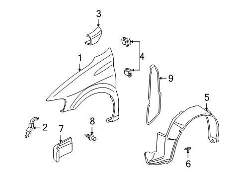 1998 Chevy Venture Fender & Components Diagram