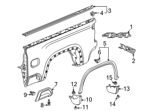 2020 GMC Sierra 2500 HD Deflector Assembly, Rear Tire Frt Air *Black Diagram for 84574879