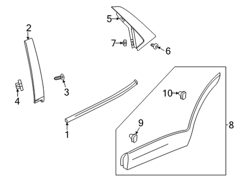 2022 Chevy Trailblazer APPLIQUE ASM-RR S/D WDO FRM RR Diagram for 42795080