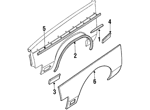 1984 Oldsmobile Delta 88 Molding,Front Fender Lower Rear Diagram for 22504223