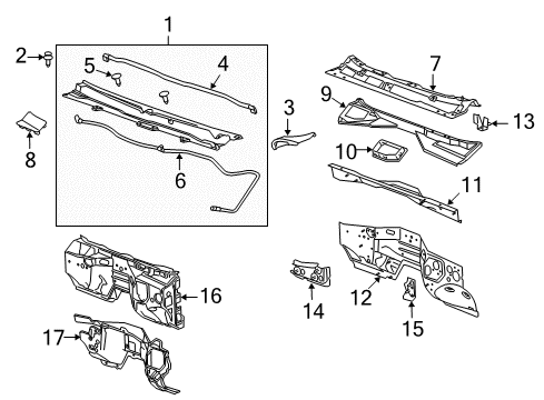 2017 GMC Sierra 2500 HD Cab Cowl Diagram 2 - Thumbnail