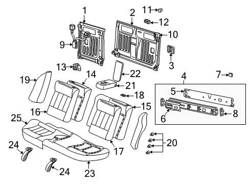 2003 Saturn LW200 Rear Seat Components Diagram