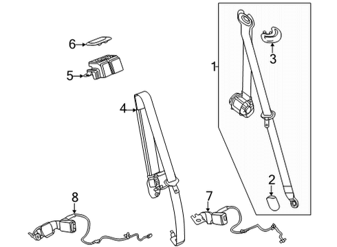 2022 Chevy Tahoe Bezel, R/Seat Belt Gde Opg *Jet Black Diagram for 84709981