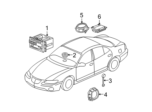 2004 Pontiac Grand Prix Speaker Assembly, Radio Front Side Door Diagram for 25786251