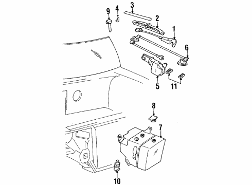 1995 Pontiac Bonneville Wiper & Washer Components, Body Diagram