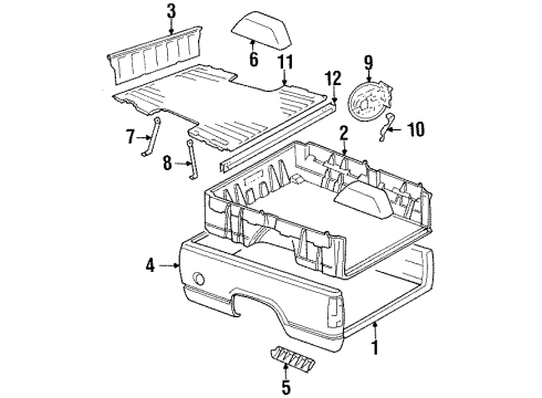 1994 Chevy C2500 Pickup Box Assembly, Front & Side Panels, Floor Diagram