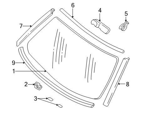 1996 GMC Sonoma Windshield Glass, Reveal Moldings Diagram