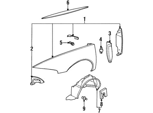 1996 Buick Riviera Insulator, Front Fender Sound Filler Diagram for 25556729